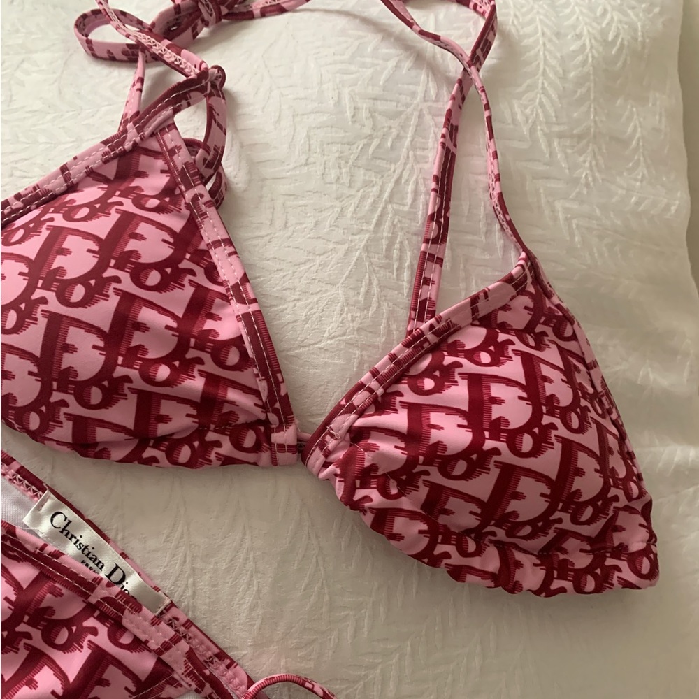Print Bikini Swimsuit | Burgundy Monogram Print Swim | Pink Monogram Bikini